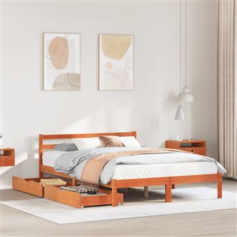 Cama sem colchão vidaXL | 120x190 cm | madeira pinho maciça castanho-mel - 1
