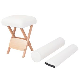 Banco Massagens dobrável vidaXL | Assento 12 cm Espessura + 2 Rolos - Branco - 1