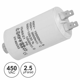 Condensador Div Arranque 2.5Uf 450V + Terra - 1