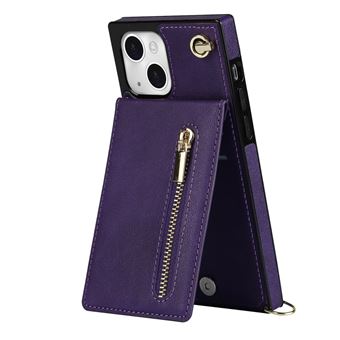 Capa e Tpu + Pu magunivers Anti-Riscos com Suporte de Pontapé | Ranhuras para Cartas e Cordão de Segurança Roxo para Iphone 13 Mini 5.4'' - 1