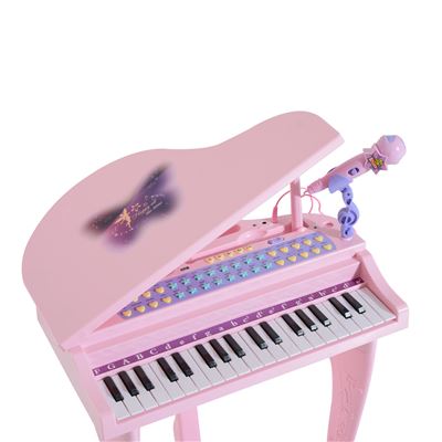 Teclado infantil com microfone rosa HomCom