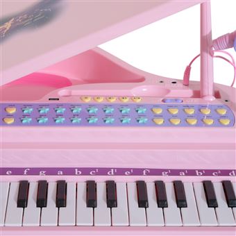 Teclado Infantil Rosa Com Microfone Musical Resistente Comp