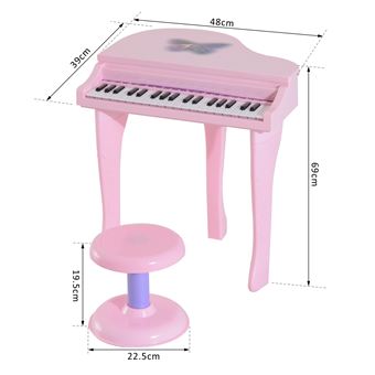 Piano Teclado Infantil com 31 Teclas, Microfone e Banco para Crianças de 3  Anos, OKREVIEW, Rosa