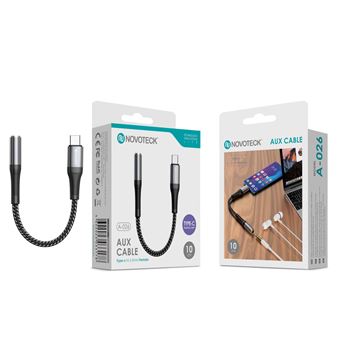 Conversor Type-C to Jack 3.50 Novoteck A-026 - Preto - 1