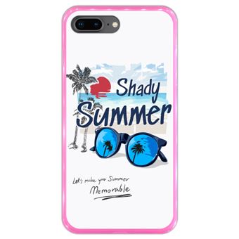 Capa Hapdey para iPhone 7 Plus - 8 Plus Design Shady Summer em Silicone Flexível e TPU Cor-de-Rosa