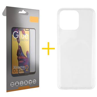 Pack 1 x Película de Vidro Temperado Full + Capa skyhe para Apple iPhone 14 Pro Silicone Líquido - Transparente Clear - 1