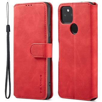 Capa PU DG.MING estilo retro, fecho magnético com suporte dobrável, vermelho para Google Pixel 5a 5G - 1