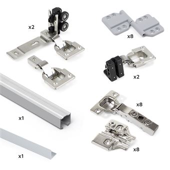 Sistema Twofold Emuca para 2 Portas de Correr de Madeira de Fole | com Guia Inferior | Fecho Suave | Alumínio Anodizado - 1
