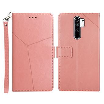 Capa magunivers PU padrão de linha em forma de y, fecho magnético, anti-riscos com suporte e alça rosa para Xiaomi Redmi Note 8 Pro - 1