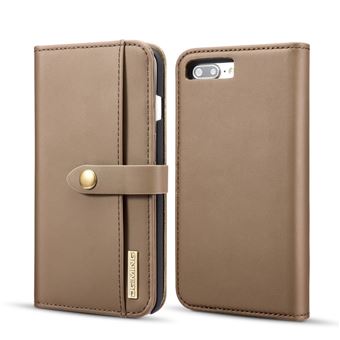 Capa PU divisão destacável 2-in-1 castanho para Apple iPhone 8 Plus/7 Plus