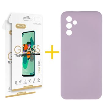 Pack 2 x Película de Vidro Temperado 2.5D + Capa Accetel para Samsung Galaxy A36 5G | Silicone Líquido | Roxo - 1