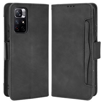 Capa magunivers PU fecho magnético, anti-riscos com suporte e suporte de cartão preto para Xiaomi Redmi Note 11/Redmi Note 11T 5G/Poco M4 Pro 5G - 1