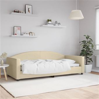 Sofá-cama vidaXL | 90x200 cm | tecido cor creme - 1