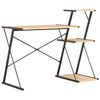 Secretária vidaXL com prateleira | 116x50x93 cm | preto e carvalho - 1