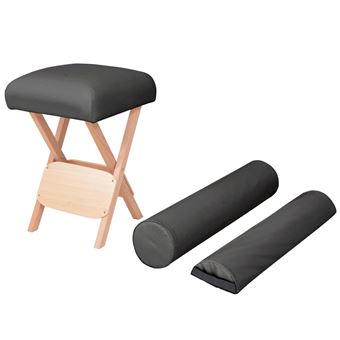 Banco Massagens dobrável vidaXL | Assento 12 cm Espessura + 2 Rolos - Preto - 1