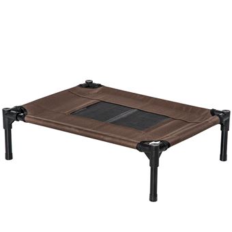 Cama Elevada Portátil para Animais de Estimação PawHut com Tecido Transpirável | 64 x 46 x 18 cm - Castanho - 1