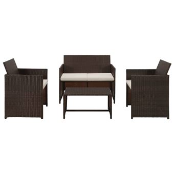 Conjunto de Sofá para Jardim vidaXL | 8 Peças | Vime PE Castanho - 1