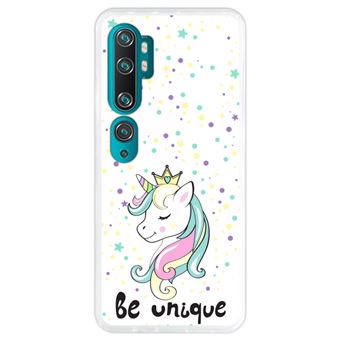 Capa Hapdey para Xiaomi Mi Note 10 - Note 10 Pro - CC9 Pro | Silicone Flexível em TPU | Design Unicórnio, Arco-íris, Seja Único - Transparente