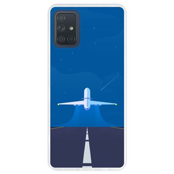 Capa Hapdey para Samsung Galaxy A71 | Silicone Flexível em TPU | Design Pronto para uma nova aventura, avião decolando - Transparente