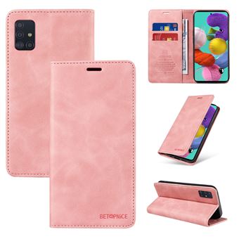 Capa FOXDOCK para Samsung Galaxy A51 4G | Bloqueio RFID | TPU | Aba/Detalhes em Pele Sintética | Compartimentos para cartões | Rosa - 1