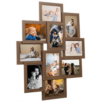 Moldura vidaXL para 10 Fotografias 10 | 13x18 cm | MDF Castanho-claro - 1