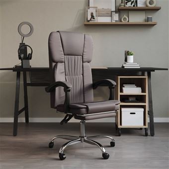 Cadeira de escritório vidaXL reclinável couro artificial cinzento - 1