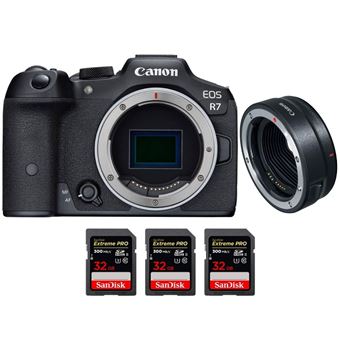 Canon EOS R7 + EF-EOS R + 3 SanDisk 32GB Extreme PRO UHS-II SDXC 300 MB/s + PDF 15 Técnicas para Melhorar as suas Fotografias - 1