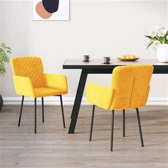 Cadeiras de Jantar vidaXL | 2 Peças | Veludo Amarelo - 1