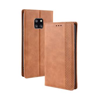 Capa FOXDOCK para Huawei Mate 20 Pro | Fecho Magnético | Estampado Vintage | Pele PU | Compartimentos para Cartões | Castanho - 1