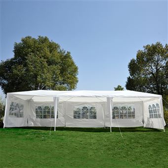Tenda com Cobertura Gazebo Outsunny - Branco - 90g / m2 Armação de Metal - 9x3x2,55 m