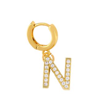 Brincos Sunny Holiday | Zircão Vintage Letra N AC8604 - 1