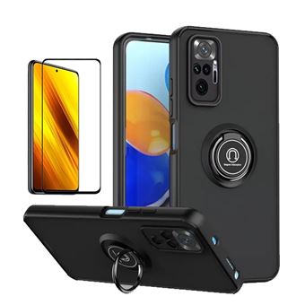 Kit Capa Anti-Impact Clear Armor Ring + Vidro Temperado Phonecare para Xiaomi Redmi Note 10 Pro Max | Transparente/Preto - 1