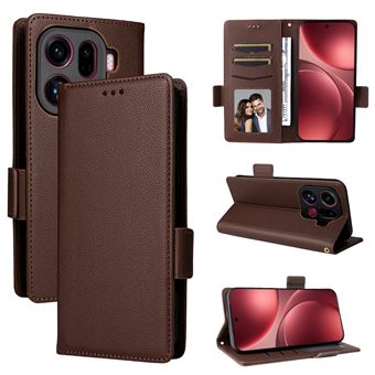 Capa FOXDOCK para OPPO Find X9 Pro | Prova de Choque | Magnética| TPU | Suporte para Cartão | Castanho - 1
