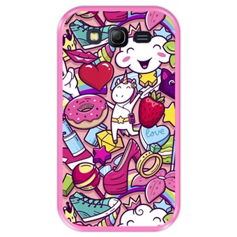 Capa Tpu Hapdey para Samsung Galaxy Grand Neo - Neo Plus | Design Padrão de Grafite | Rabiscos de Estilo Feminino - Rosa - 1