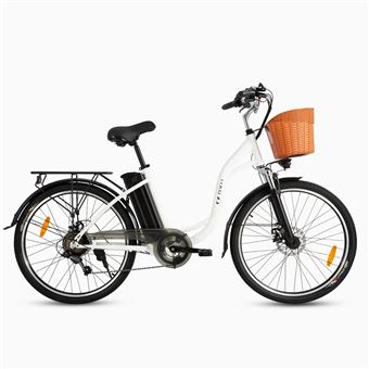 Bicicleta Elétrica Retro Urbana DYU C6 com Cesto e Porta-bagagens Traseiro | 250 W | 36 V | 12,5 Ah | Branco - 1