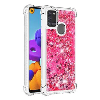 Capa Protetora GANGXUN para Samsung Galaxy A21S | TPU Transparente | Brilhante com Glitter e Areia Movediça | light Roxo - 1