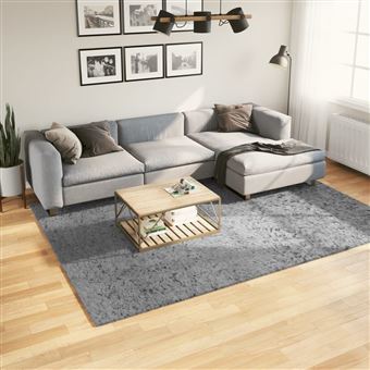 Tapete shaggy de pelo alto vidaXL Pamplona | 200x280 cm | cinzento - 1