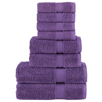 Conjunto de toalhas de banho premium vidaXL | 8 peças | 600 gsm 100% algodão roxo - 1