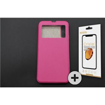 Conjunto com Película de Vidro Temperado e Capa Skyhe para Samsung Galaxy A30 Flip Cover Gandy Rosa - 1