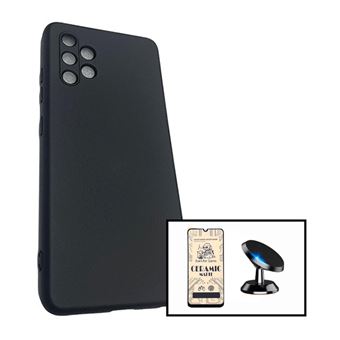 Kit Vidro Temperado CeramicGlass Full Cover + Capa Silicone Líquido + Suporte Magnético de Carro Phonecare para Samsung Galaxy A32 4G - 1