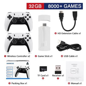 Consola de Videogame M8 Arzopa® | Controlador Sem Fio Duplo | Vara de Jogo | 4K | 8000 Jogos | 32GB | 2.4G | Jogos Retro - 1