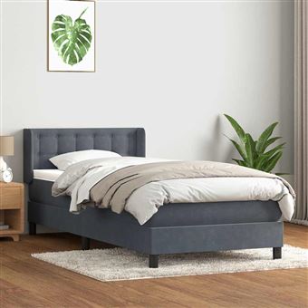 Cama com molas/colchão vidaXL |  90x220 cm | veludo cinzento-escuro - 1