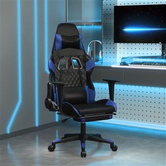 Cadeira de gaming de massagens vidaXL com apoio de pés | couro artificial | preto/azul - 1