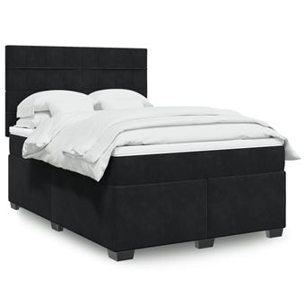 Cama com molas/colchão vidaXL | 140x190 cm | veludo preto - 1