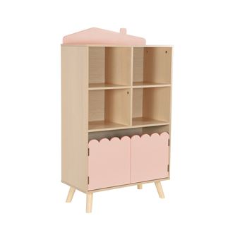 Estante de livros para crianças sweeek | 2 portas e 4 prateleiras | rosa - 1