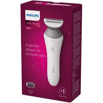 Depiladora de Corte Philips Lady Shaver Series 6000 BRL126/00 Depiladora sem fios com utilização a húmido e a seco | Prateado, Branco - 1