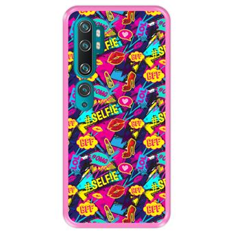 Capa Tpu Hapdey para Xiaomi Mi Note 10 - Note 10 Pro - Cc9 Pro | Design Padrão de Bolhas Em Quadrinhos 4 - Rosa