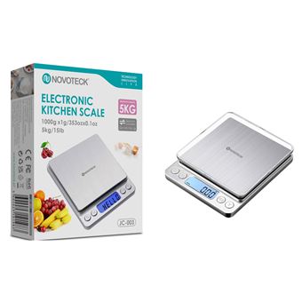 Balança de Cozinha Digital Novoteck JC-003 | Alta Precisão | Design em Aço Inoxidável | Capacidade de 5 kg/15 lb - 1