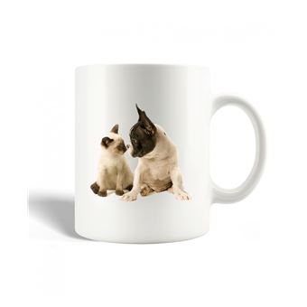 Caneca Maniacase Cão Pitbull e Gato Siamês Raças de gatos preto e branco - 1