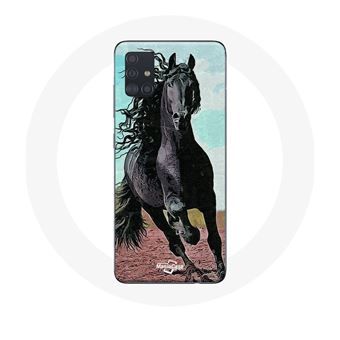 Capa Maniacase para Samsung Galaxy A51 O Preto Cavalo Da Raça Frison - 1